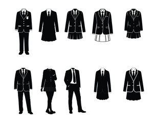 School Uniform Icon Set Male and Female Outfit Vector Illustration