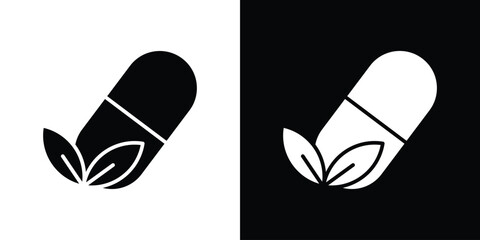 Herbal capsule icon logo. simple graphic symbols