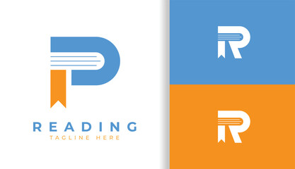 Letter P Logo with Bookmark Icon, Modern Minimalist Monogram Design
