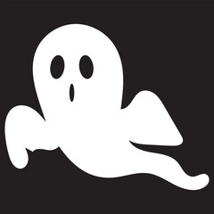 Cute ghost icon for Halloween design.Simple black and white ghost illustration with a happy face, perfect for Halloween decorations, party invitations, or seasonal design projects.