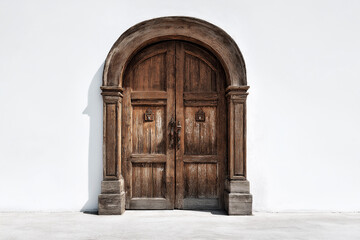 Fototapeta premium Old wooden door isolated on white background