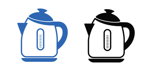 Sleek black and blue electric kettle with a modern design and comfortable handle