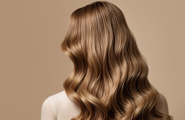 Fototapeta premium Elegant long wavy hair styled beautifully with natural tones for a sophisticated look