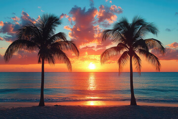 Colorful Sunset Reflections Over Calm Ocean Waters