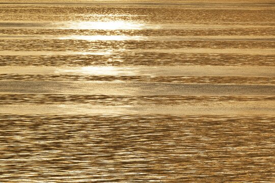 Sun rays are reflected on the sea surface, small waves, Baltic Sea
