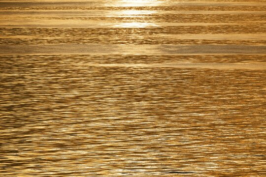 Sun rays are reflected on the sea surface, small waves, Baltic Sea