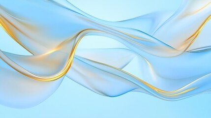 Obraz premium Chinese style background with blue and gold flowing liquid shapes, light sky-blue color scheme dynamic water flow curves, digital art technology