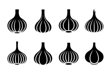 silhouette of garlic bulbs vegetable food