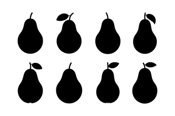 silhouette of pear fruit with leaves