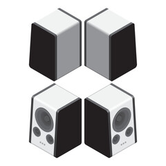 Obraz premium Modern black and white monotone isometric speaker with all four directions