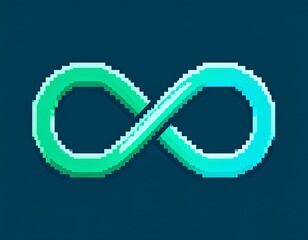 Pixelated infinity symbol, vibrant gradient