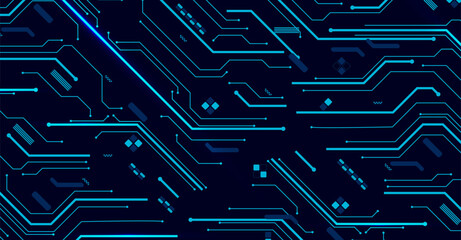 Neon Circuit Pattern Vector with Futuristic Blue Technology Design