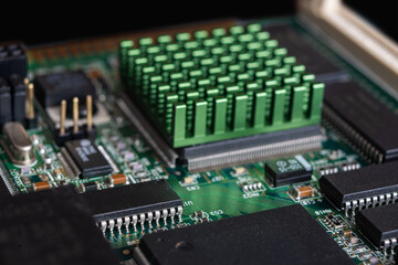 Exploration of a high-tech circuit board with advanced components for AI and crypto applications