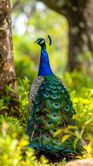 Obraz premium Peacock in lush greenery