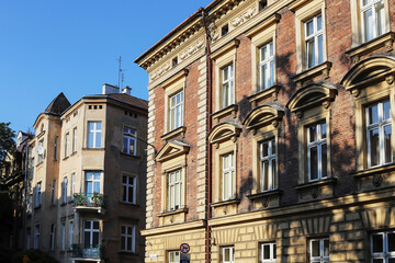 Obraz premium KRAKOW, POLAND - SEPTEMBER 04, 2025: Old tenements in Krakow, Poland.