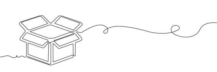box line package drawing delivery continuous art cube icon illustration square. pack box line package post parcel cloth warehouse storage donation office community container charity outline recycling