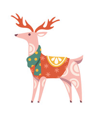 Merry Christmas deer wearing scarf