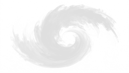 PNG of white smoke curling into big smoke tornado shape, dynamic swirling vapor, twisting haze spiral, abstract smoky cyclone element for dramatic overlay designs