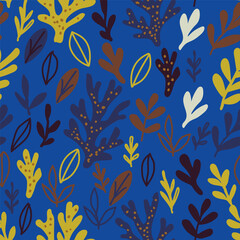 Bright underwater seamless pattern with beautiful corals. Stylish abstract seamless pattern in vector. Vector illustration.