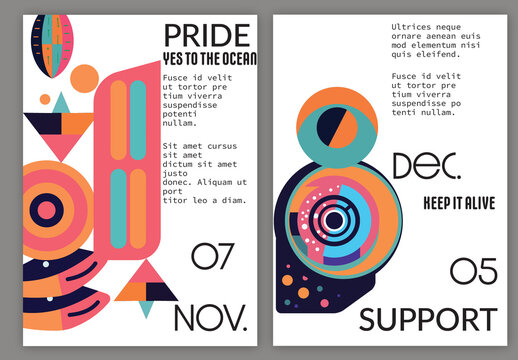 Flyer A4 Abstract Futuristic Shape Flat Colors