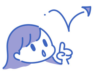 青髪の女性キャラクター 説明や案内のイラスト