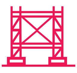 Red Construction Scaffold Framework for Building and Renovation Projects
