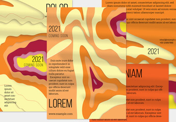 Flyer Layout with Paper Cut Craft Wavy Layered Texture