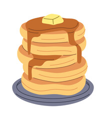 Stacked pancakes with maple syrup