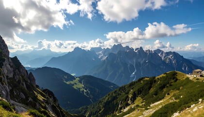Mountain Range Vista from Height