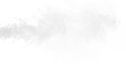 PNG of white smoke drifting across diagonal with smooth trail, airy vapor haze, wispy flowing motion, abstract smoky element for light overlay and design effects