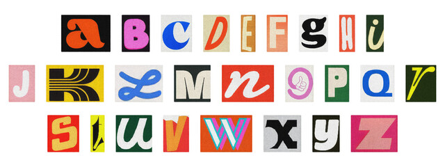 Creative Y2K retro cut-out alphabet from newspapers and magazines