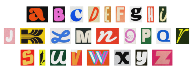 Creative Y2K retro cut-out alphabet from newspapers and magazines