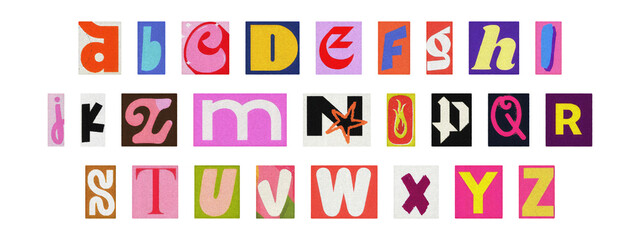 Creative Y2K retro cut-out alphabet from newspapers and magazines
