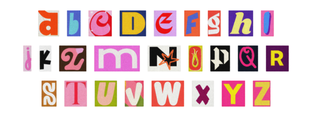 Creative Y2K retro cut-out alphabet from newspapers and magazines