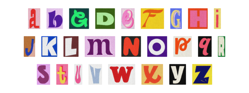 Creative Y2K retro cut-out alphabet from newspapers and magazines