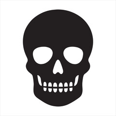 Obraz premium Simple black silhouette of a human skull with empty eye sockets and visible teeth