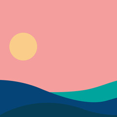 vector illustration of a sun and beach