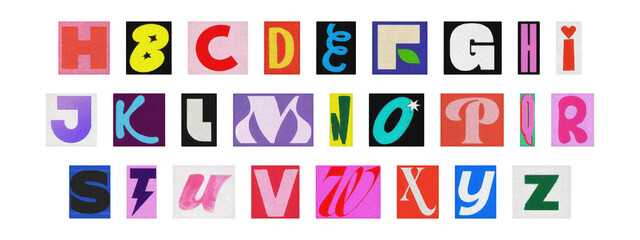 Creative Y2K retro cut-out alphabet from newspapers and magazines