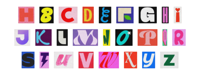 Creative Y2K retro cut-out alphabet from newspapers and magazines
