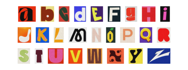 Creative Y2K retro cut-out alphabet from newspapers and magazines