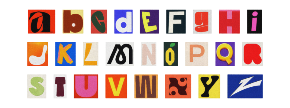 Creative Y2K retro cut-out alphabet from newspapers and magazines