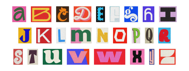 Transparent PNG cut-out alphabet, colorful magazine ransom letters © BORT GRAPHIC