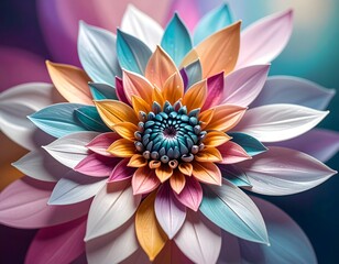Fototapeta premium Colorful Abstract Flower Design with Petals and Swirling Patterns