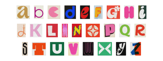 Cut-out alphabet collection, vintage ransom note style typography PNG