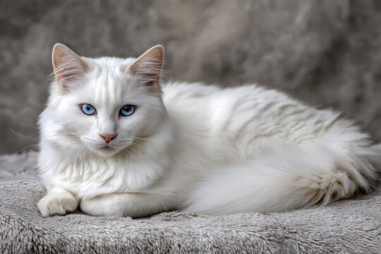 Portrait of a white ragdoll cat with blue eyes - Powered by Adobe