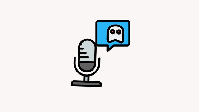 Animated podcast microphone and discord bubble for audio content online broadcasting, perfect for social media posts, podcast graphics, and website illustrations.
