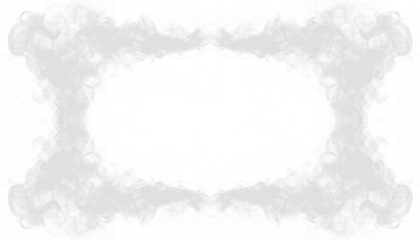 PNG of white smoke forming airy border around central frame, soft vapor outline, wispy haze edge, abstract smoky design element for decorative overlay compositions