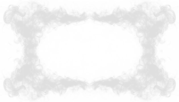 PNG of white smoke forming airy border around central frame, soft vapor outline, wispy haze edge, abstract smoky design element for decorative overlay compositions