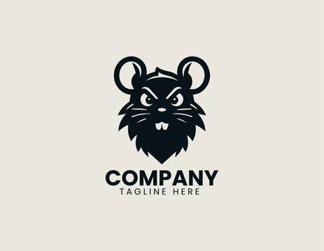 Bold vector logo of a strong aggressive rat or bear mascot with angry eyes. Sports and Team concept