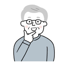 考える高齢者のイラスト